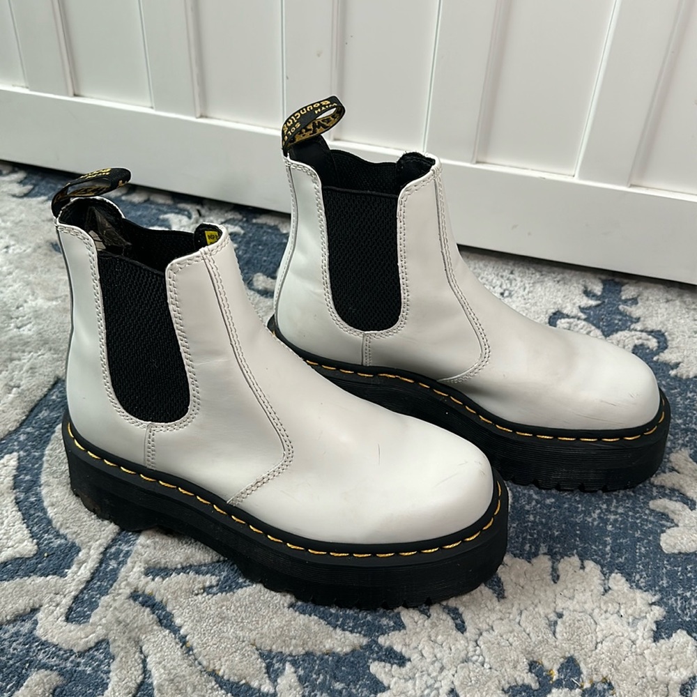Dr. martens white smooth leather boot